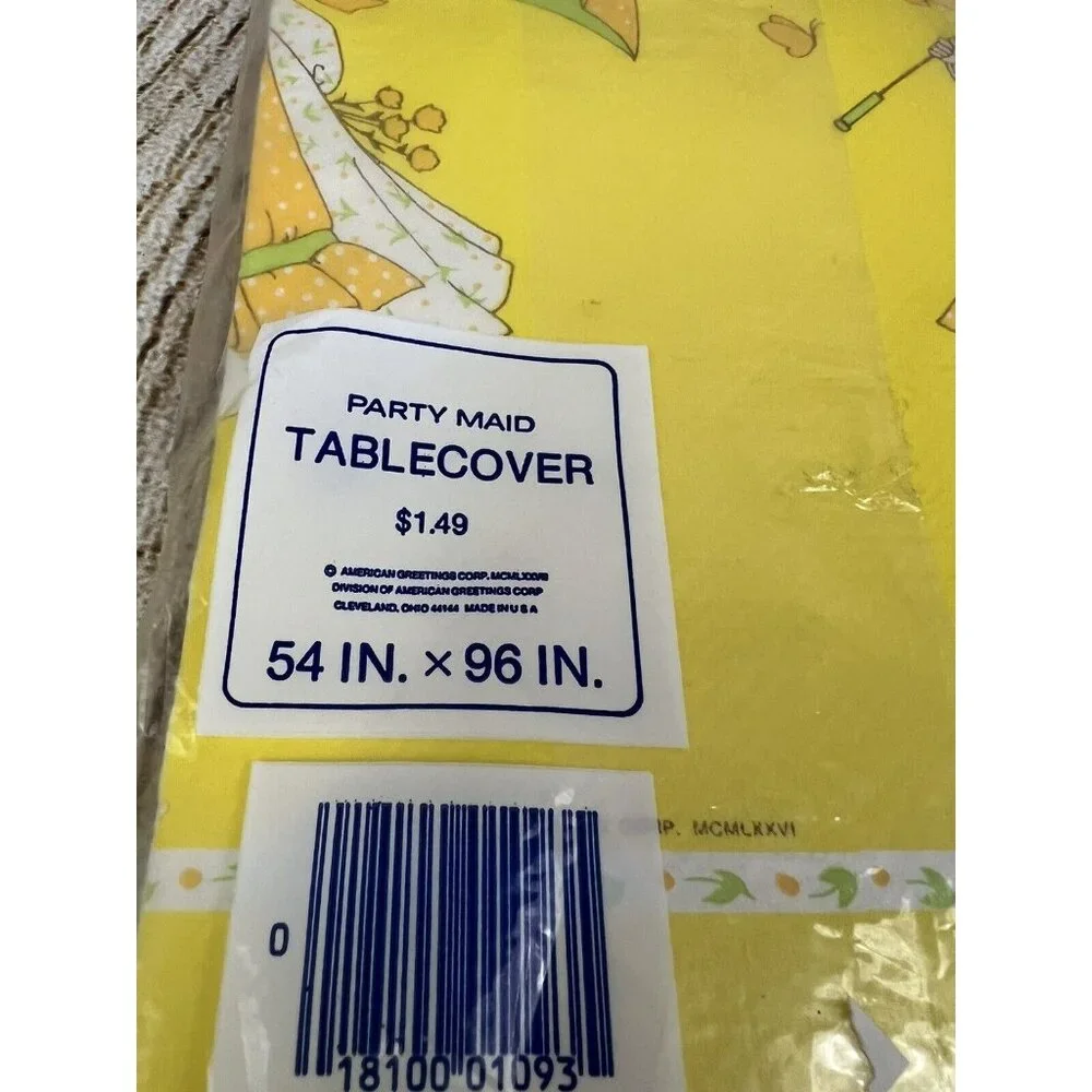 Vtg 70s Holly Hobbie American Greetings Paper Tablecloth Table Cover‎ 54x96 NOS